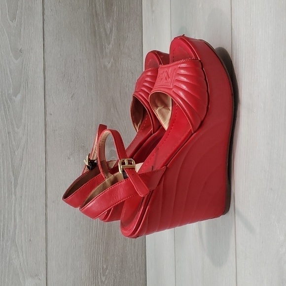 Fendi Womens Leather Wedge Sandals shoes sz 39/8 - Picture 2 of 14